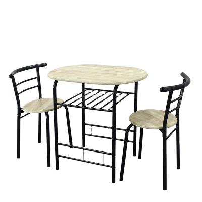 China Modern Black Oak Modern Dining Table And 2 Chairs Set Metal Frame Kitchen for sale