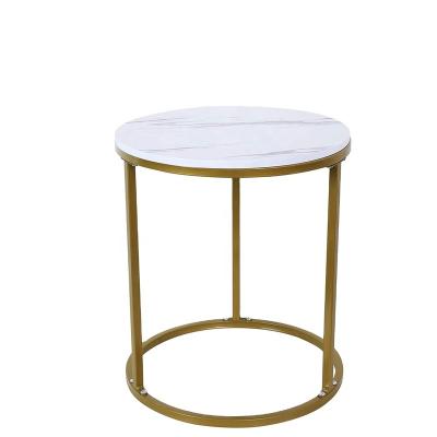 China Round Convertible Marble Effect Coffee Table Wooden Gold for sale