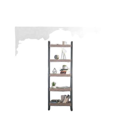 China Sustainable Veneer 5 Tier Paper Walnut Shelf Unit Modern Bookcases for sale