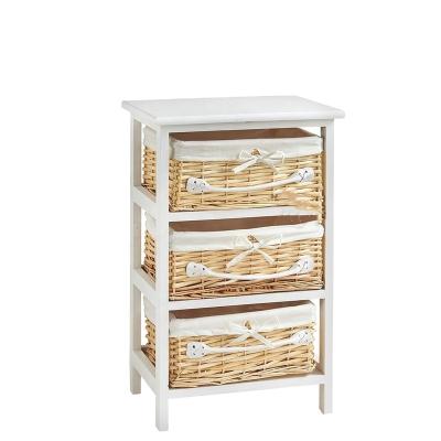 China Modern set of 3 wicker baskets - pull out bathroom storage cabinet rattan bedside table for sale