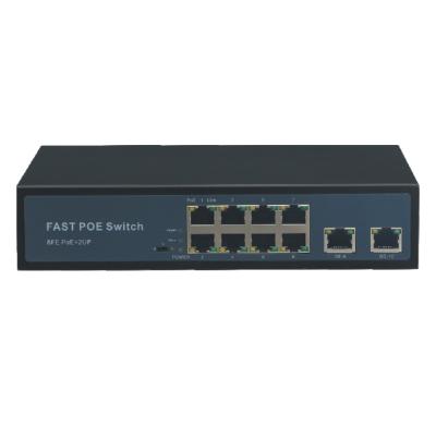 China POE High Power 150W 8 Port 10/100Mbps Ethernet Network Switch Built-in VLAN 250M PoE Long Distance Switch for sale