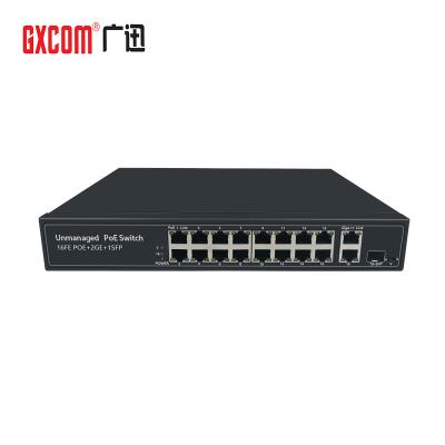 China POE Long Range 250m Port 16 10/100M Fast Ethernet 2*Gigabit RJ45 And SFP Uplink PoE Switch For IP Camera for sale