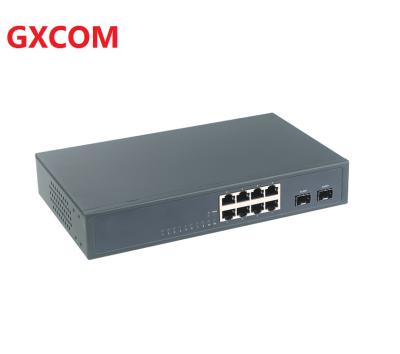 China LACP 10/100/1000Mbps + 2 x Fiber Optic Gigabit SFP Manufacturer Network 10 Port Managed Ethernet Switch 220VAC for sale