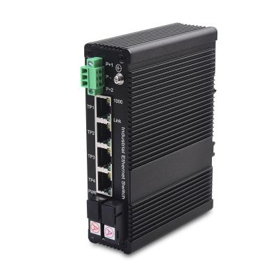 China Telecom 10/100Mbps 4 Port Plus 1Gb Fiber Optic Uplink Network Switch Din-Rail DC-10~55V Ethernet Industrial Switches for sale