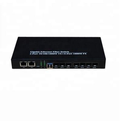 China FTTH FTTB FTTX Network All Gigabit 8 Port SFP And Port 2 Ethernet RJ45 Switch Fiber Optic Media Converter for sale