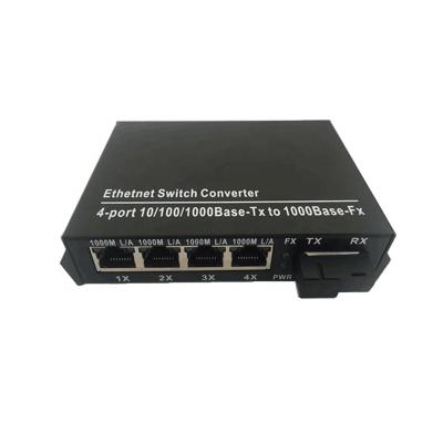 China FTTH FTTB FTTX LAN SC SFP Fiber Ethernet Switch 4 Ports Gigabit Fiber Media Converter for sale