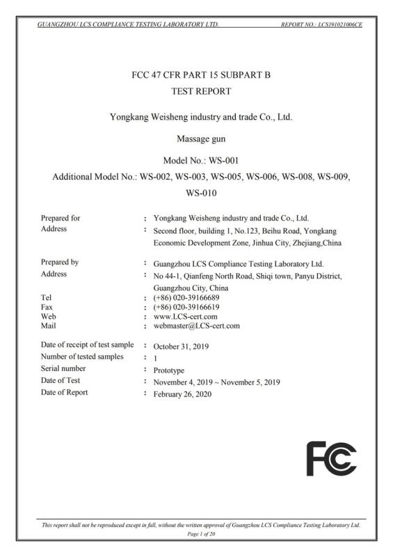 FCC - Yongkang Kaihaoshi Industry And Trade Co., Ltd.