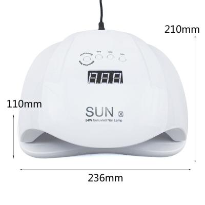 China SUNX 54w Sun Intelligent Light Build Nail Polish Gel UV Lamp Therapy Machine for sale