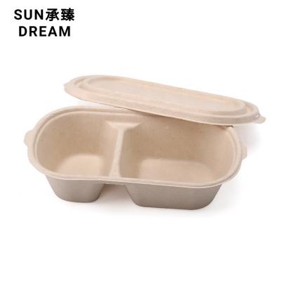 China Sustainable Disposable Bagasse Sugar Cane Food Container Bagasse Environmental Friendly Tableware for sale