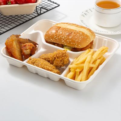 China Degradable Food Packaging Pulp Meal Box Take Out Packaging Container Four Boxes for sale