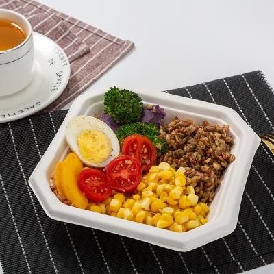 China Degradable Food Packaging Bagasse Pulp Box Fruit Salad Box 20oz Square Bowl for sale