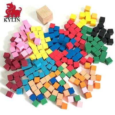 China 8*8*8mm building block wooden colorful cubes wooden cube toys domino children and educational wooden toys for sale