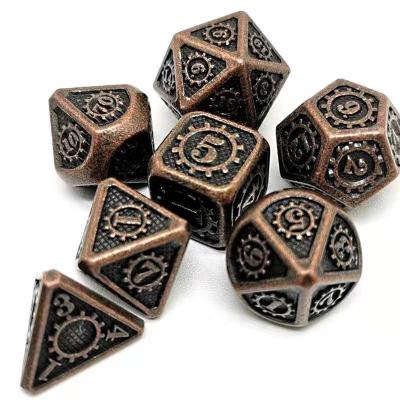 China Metal Gaming Die Sets Table Games Custom16mm Metal Dragons Dnd RPG Polyhedral Wholesale Dies With Antique for sale