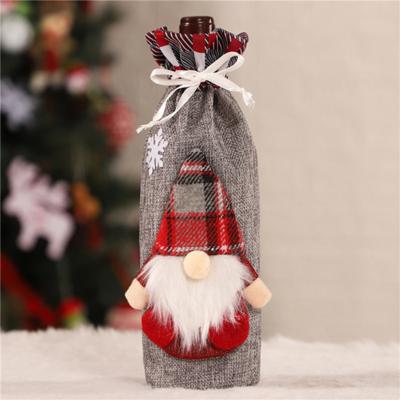 China Hot Selling Recycled Amazon Wine Bottle Decor Christmas Decorations For Home Snowman Bottle Cover Bag for sale