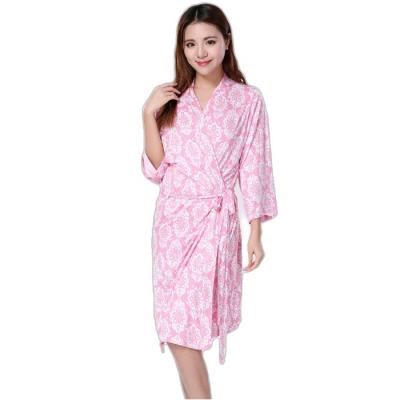 China Breathable Wholesales Customer Marking Printed Designer Sleep Wear Bamboo Kimono Long Robe Femme Pajamas Women Pajamas for sale