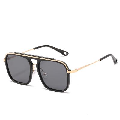 China Amazon Styles Tiktok Styles Metal Retro Retro Metal UV Outdoor UV Glasses 2022 Classic Hot Men's Square Pilot Style Sunglasses Quality Double Deck Black Shades Men for sale