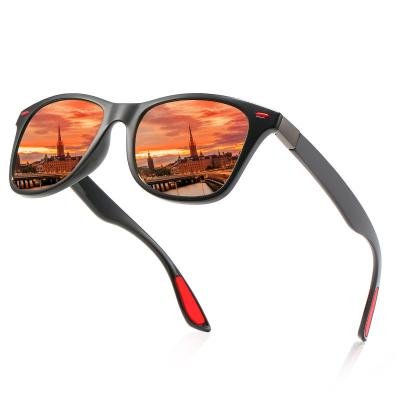 China Lightweight Sports Sunglasses Retro Classic Square TR Frame Sports Sunglasses For Men Polarized Luxury Design Cycling Driving Peach Shades for sale