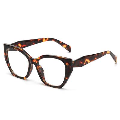 China Eyewear Trade 2022 New Style Glass Square Leopard Blue Light Blocking Glasses Frame Anti Ray Computer Glasses Blue for sale