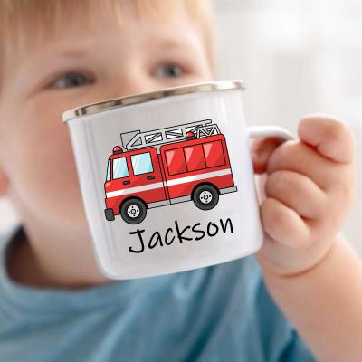 China Disposable personalized mug for kids hot chocolate custom car with name mug for boys kids handle DIY sublimation mug for sale