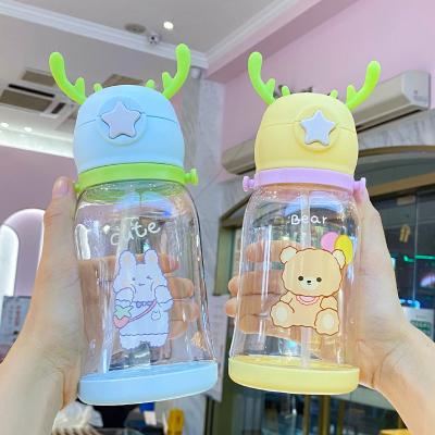 China Travel Sustainable Creative Cute Portable Reusable Kids Design 600ML Plastic Water Bottle With Flange for sale