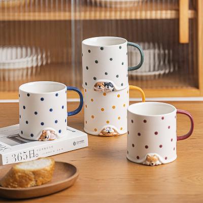 China Unique 3D Cartoon Shiba Inu Coffee Cups Japanese Animal Creative Ceramic Hand Painted Cute Disposable Cups Drinkware Coffee Mug for sale