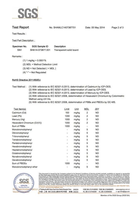 SGS test report - Shanghai Kingscope New Material Co., Ltd.