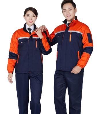 China Outdoor Work and Office Working Uniform Coat Jacket Pants Winter Uniform Cold-Protective Reflective Stripes for sale