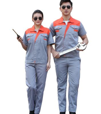 China Outdoor and Office Work Shorts Sleeve Summer Polyester Cotton Construction Work Uniform Reflective Set for sale