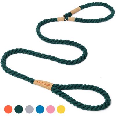 China Reflective Heavy Duty No Traction Training Lead Dog Leash Cotton Rope 12mm Diameter Slip Rope Dog Lead for sale