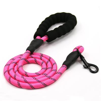 China 12MM, 15MM Diameter Thoughtful Nylon Rope Dog Lead Reflective Heavy Duty Lead Dog Leash With EVA Handle For Medium And Large Dog for sale