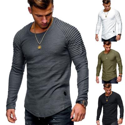 China New Fashion Breathable Solid Color Men's T Shirts Slim Round Neck Long Sleeve Personality Tops Autumn Casual T Shirts For Men for sale