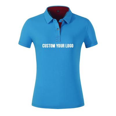 China Breathable Fashion Polo Shirt Women Custom Embroidered Print Logo Lapel Short Sleeve Blank Women's Polo T-shirts Ladies Casual Tops for sale