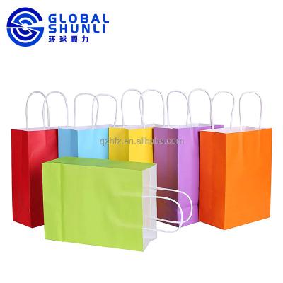 China QZH Biodegradable Selling Gift Paper Bag Promotional Purple Orange Paper Bag for sale