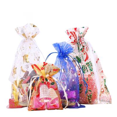 China Reusable Christmas Organza Bags Gift Bag With Custom Logo Organza Jewelry Bags for sale