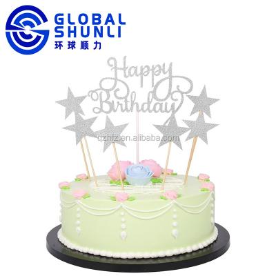 China Global Eco-friendly Shunli Glitter Letters Happy Birthday Cake Topper Decorations for sale