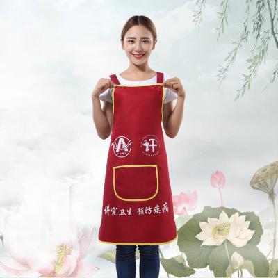 China Comfortable and fashionable 100% cotton large size with thickened craft embroidered apron with texture H-strap style for sale