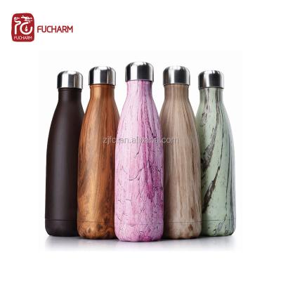 China Superior Quality Four Size Sustainable Vacuum Wooden Cola Shaped Water Bottle for sale