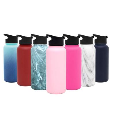 China Durable Wide Mouth 18/8 Stainless Steel Vacuum Gym Sports Water Bottle With Straw Lip for sale