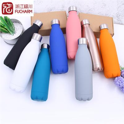 China Stocked custom yongkang vacuum bottle logo sports cola bottle with painting thermos cup rubber cup with screw lid for sale