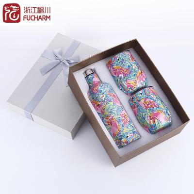 China Stocked Promotional Gift Set Colorful Double Wall Stainless Steel Vacuum Flask Prices for sale