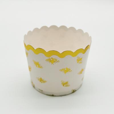 China Round cake disposable paper cup, paper cup for oven A paper cup for dessert cookies and bread, the pattern is hot gold for sale