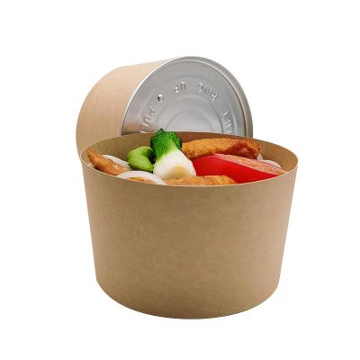 China New Disposable Aluminum Foil Easy To Pull Lid Paper Bowl, Salad Noodles And Rice To Take Out Disposable Wrapping Paper Bowl, Safe Sealing for sale