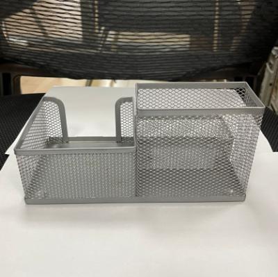 China 2021 Desktop Pen Holder Metal Mesh Pen Stand Holder with Phone Holder for sale