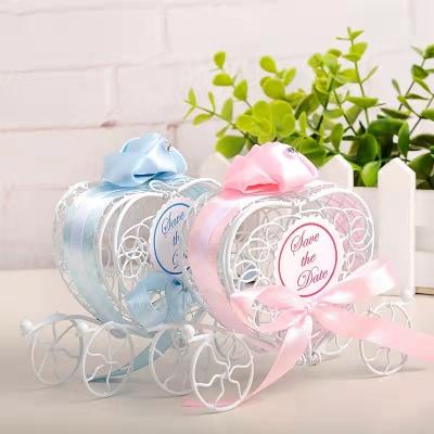 China Durable Handmade Iron Carriage Sugar Box Heart Tinplate Wedding Candy Gift Box for sale