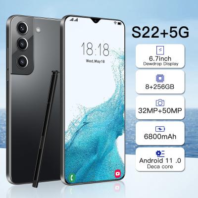 China Dual SIM Card Global Version S22+5G Qualcomm 888 6.7INCH 6800MHA Dual Battery 8GB+256GB Deca Core Android OS System 11.0 smart dual sim cell for sale