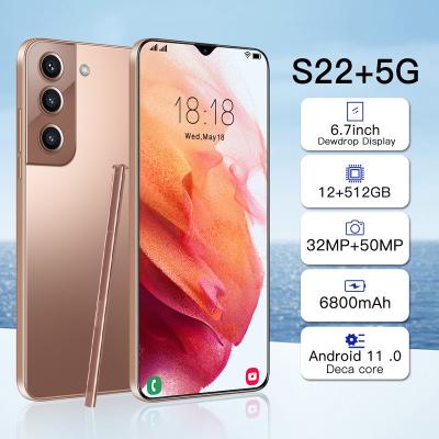 China Dual SIM Card Global Version S22+5G Qualcomm 888 6.7INCH 6800MHA Dual Battery 12GB+512GB Deca Core Android OS System 11.0 smart dual sim cell for sale