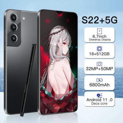 China Dual SIM Card Global Version S22+5G Qualcomm 888 6.7INCH 6800MHA Battery 16+512GB ROM Deca Core Android OS System Dual sim sim cell 11.0 for sale