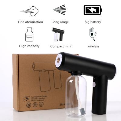 China 2021 New USB Garden Disinfection Handheld Atomizer Gun Portable Nano Cordless Blue Light Gun Sprayer for sale