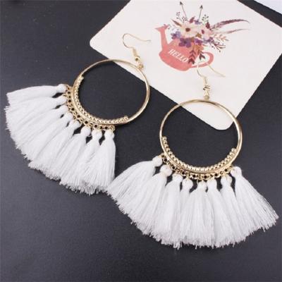 China Bohemia Large Tassel Drop Earrings Bohemia Fashion Romantic Ethnic Jewelry Long Trendy Women Dangle Acrylic Earrings for sale