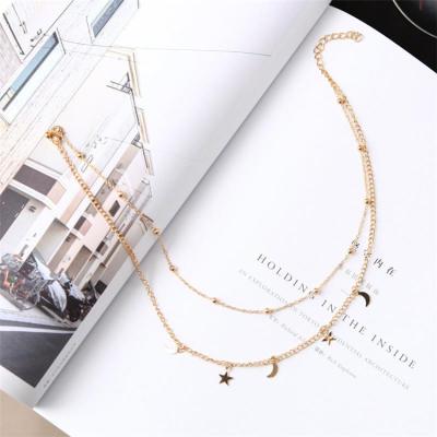 China Wholesale Fashion New Fashion Gold Star Moon Necklace Reference Picture Punk 2021 Short Necklace for sale